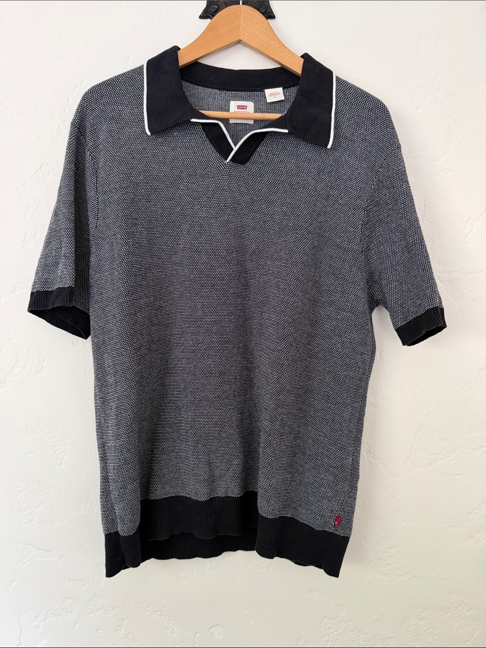 Levi's Black & Gray Short-Sleeve Knit Polo with Contrast Trim